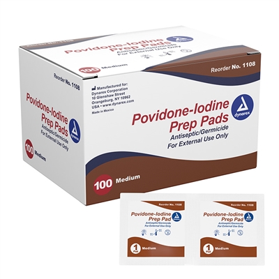 Povidone Iodine Prep Pads - 100-Pack - EXPIRES 11/21
