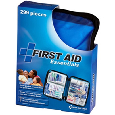 Large First Aid Kit in packaging that shows the different sized bandages and salves inside