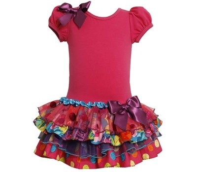 Bonnie Jean Pink Bodice / Multi Ruffle Dress Girls 4-6x