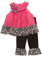 FUCHSIA /BLACK FLOCK DOT TOP W/ ZEBRA EYELSH/KNT LEGGIN