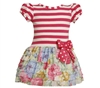 BONNIE JEAN GIRLS STRIPED TO FLORAL EYELASH RUFFLE DRESS