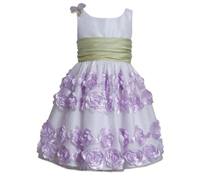 BONNIE JEAN NEW GIRLS WHITE DRESS WITH LAVENDER ROSETTES 4-6x