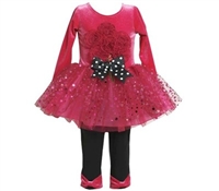 Bonnie Jean Toddler Bouquet-Appliqued Dress & Bow-Accented Leggings Set