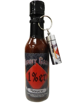 Danny Cash's 1%er Jolokia Hot Sauce with Jolokia Powder Keychain