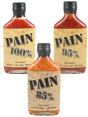 PAIN 100%, 95% and 85% Hot Sauce Set