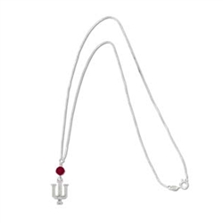 IU Sterling Silver Charm Necklace w/ Crimson Swarovski Crystals