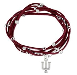 IU Rhinestone Crimson Suede Strap Bracelet