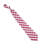 Indiana University Crimson and Silver Woven Polyester Check Neck Tie