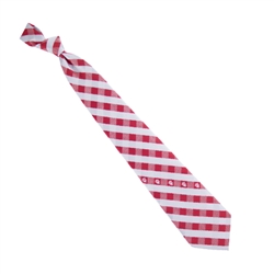 Indiana University Crimson and Silver Woven Polyester Check Neck Tie