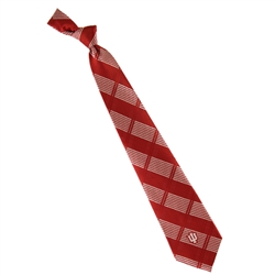 Indiana University Crimson and White Plaid Woven Polyester Neck Tie