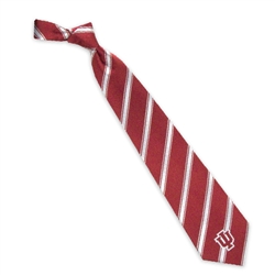 IIndiana University Crimson and White Striped Woven Polyester Neck Tie
