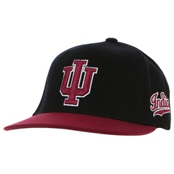 Indiana "IU" Black and Crimson Flat Brim "The King" Cap