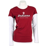 Women's Longsleeve "Fiesta" Indiana Hoosiers Crimson/White T-Shirt