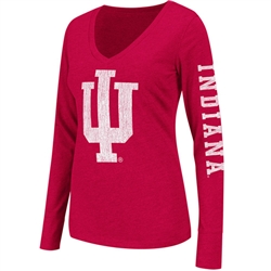 Women's "Hybrid" Indiana Hoosiers Longsleeve V-Neck T-Shirt from Colosseum