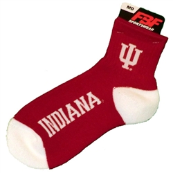 Indiana IU Crimson and White Quarter Socks