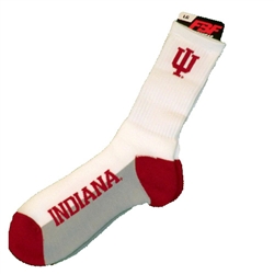 Indiana IU White Crimson and Gray Socks
