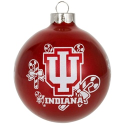 Indiana Crimson Round Glass Hoiliday Ornament