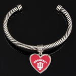 Indiana Hoosiers Rope Style Bracelet with HOOSIERS "Heart" and Faux Crystals