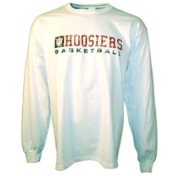 Distressed White HOOSIERS BASKETBALL Longsleeve T-Shirt