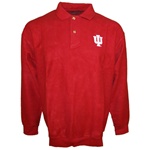 Crimson Red Reverse Fleece Longsleeve Indiana Polo Sweatshirt