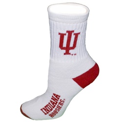Indiana Hoosiers White and Crimson Quarter Socks