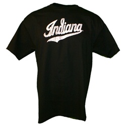 Distressed Black Indiana "Script" Logo T-Shirt