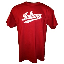 Distressed Crimson Indiana "Script" Logo T-Shirt