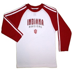 ADIDAS Youth 3-Stripe White Raglan Indiana Longsleeve T-Shirt