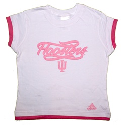 ADIDAS Girls White & Pink Layered Script Hoosiers Tee