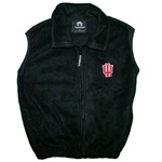 Youth Black Polar Fleece Full Zipper Vest with INDIANA "IU" Logo