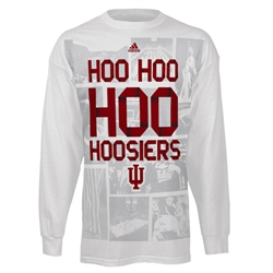 ADIDAS White Indiana "Hoo Hoo HOO Hoosiers" Anthem Graphic Long Sleeve-Shirt