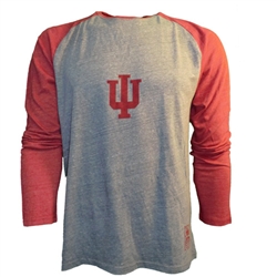 ADIDAS IU LOGO Grey and Crimson Raglan Long Sleeve Shirt