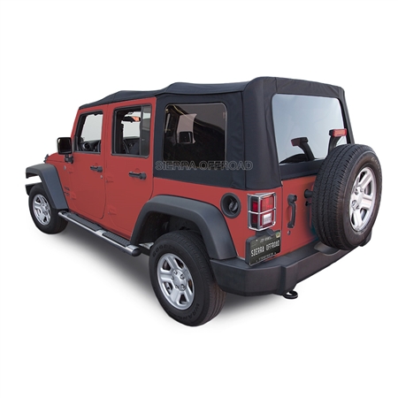 2007-2009 Jeep Wrangler 4 Door Black Twill Cloth Convertible Soft Top