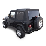 Sierra Offroad Jeep Wrangler YJ Soft Top 88-95 in Black Denim, Tinted Windows, Upper Doors
