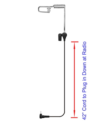 Tracker Listen Only Coiled Tube Earpiece - 2.5mm RA Connector, 42"