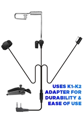 Cipher 3-Wire Coiled Tube Earpiece compatible with  K2 - All Kenwood Multi-Pin two-way radios