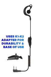 Concierge Earhook Earpiece compatible with K2 - All Kenwood Multi-Pin Two-Way Radios