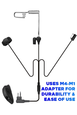 Cipher 3-Wire Coiled Tube Earpiece compatible with M4 - Motorola Multi-Pin two-way radios