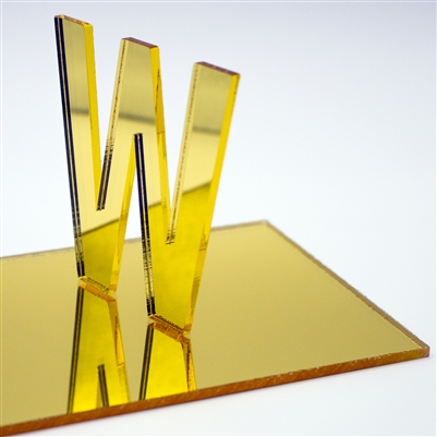 Mirror Gold Laser Cut Letters - 1/4" (6mm) thick with Tape Backing