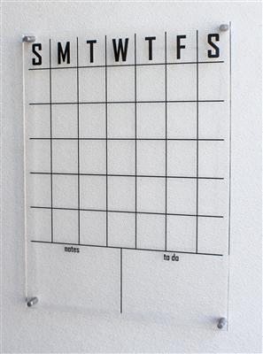 Acrylic Monthly Wall Calendar with Mounting Hardware (24"H x 18"W)