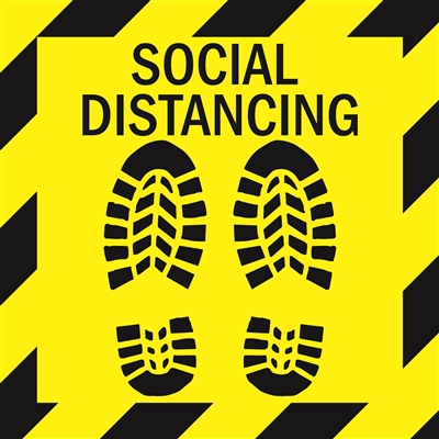 Social Distancing - 12" x 12" Floor Sign (Pack of 6)