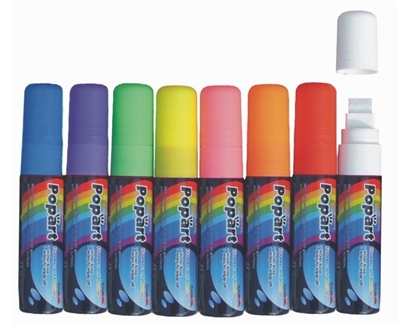 Fluorescent Liquid Chalk Marker Large Flat Tip - Set of 8