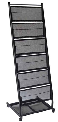 6 Shelf  Mobile Literature Display Rack - Medium