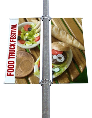 Street Pole Banner Brackets 18" Double Set with (2) 18" x 24" Vinyl Banners