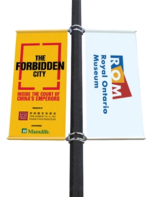Street Pole Banner Brackets 24" Double Set  with (2) 24" x 36" Vinyl Banners