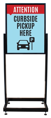 Curbside Pickup Here - Heavy Duty Poster Sign Holder Floor Stand 22" x 28" with Print