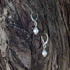 Pearl Drop Lever Back Earrings