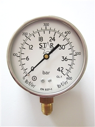 100mm Safety Pattern Gauge - Bottom Connection 3/8â€œ BSP