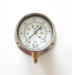 100mm Glycerine Filled Safety Gauge - Bottom Connection 3/8â€ BSP