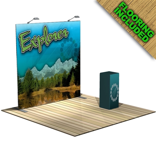The Explorer 8 FT Trade Show Tension Fabric Display with Flooring [Kit]